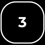 A bold, black and white bullet point with the number 3, symbolizing the third step in a process.