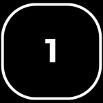 A bold, black and white bullet point with the number 1, symbolizing the first step in a process.